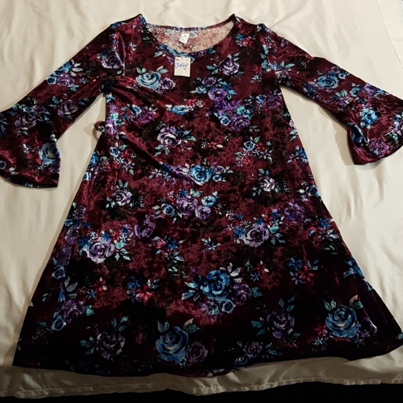Justice girls floral velvety dress size 18 - Picture 1 of 6